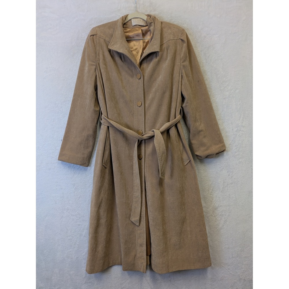 Jon Rico Ultara Tan Vintage‎ 90s Faux Suede Trench Coat Womens M